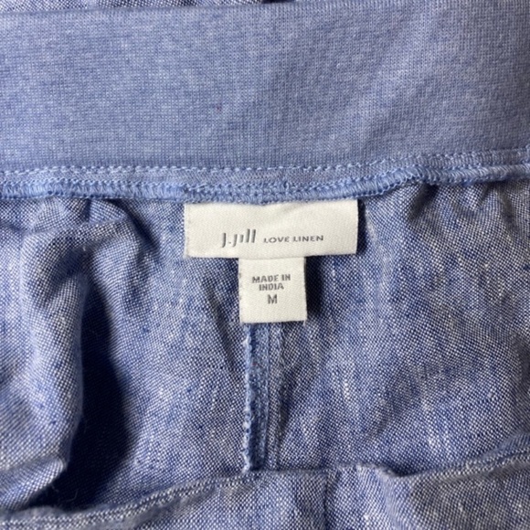 J Jill Love Linen Light Blue Line Straight Leg Pants Medium - Picture 5 of 6
